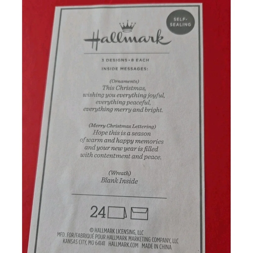 Hallmark Handmade Christmas Cards (24 cards 24 Envelopes & Self-Sealing
